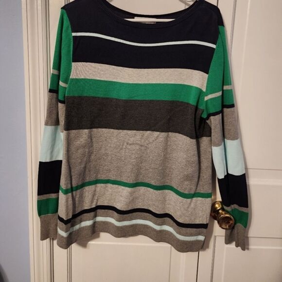 Liz Claiborne Color Block Striped Long Sleeve Light Sweater. Multi Seasons. XL - Picture 8 of 10